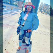 Load image into Gallery viewer, Code:Luka | Denim Puffed Shoulder
