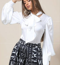 Load image into Gallery viewer, Code: Issa | Bow Tie Blouse With Puff Sleeve
