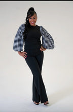 Load image into Gallery viewer, Code: Mattie | Houndstooth Top With Oversized Sleeves
