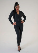 Load image into Gallery viewer, Code: Quianna | Puff Shoulder, Cropped, Zip Front, Hooded Jacket &amp; High Waist Leggings
