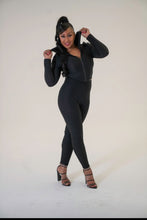 Load image into Gallery viewer, Code: Quianna | Puff Shoulder, Cropped, Zip Front, Hooded Jacket &amp; High Waist Leggings
