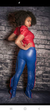 Load image into Gallery viewer, Code: Blue Spruce I Blue Faux Leather Pants
