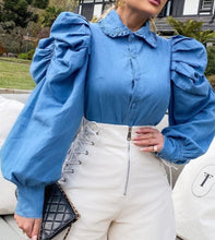 Load image into Gallery viewer, Code:Luka | Denim Puffed Shoulder

