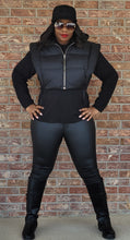 Load image into Gallery viewer, Code: Shailah | Black Wide Shoulder Puffer Coat
