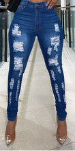 Load image into Gallery viewer, Code: Blue Ivy | Blue Denim Distressed Jeans
