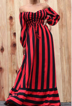 Load image into Gallery viewer, Code :Brenin | Black &amp; Red Striped Maxi Dress
