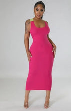 Load image into Gallery viewer, Code: Kandi | Pink &amp; Green Open Back Dress
