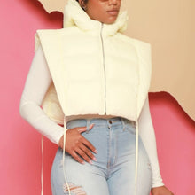 Load image into Gallery viewer, Code: Shailah | Cream Wide Shoulder Sleeveless Puffer Coat
