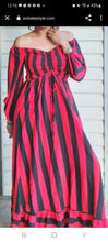 Load image into Gallery viewer, Code :Brenin | Black &amp; Red Striped Maxi Dress
