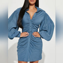 Load image into Gallery viewer, Code:Maddie | Denim Rouched Dress
