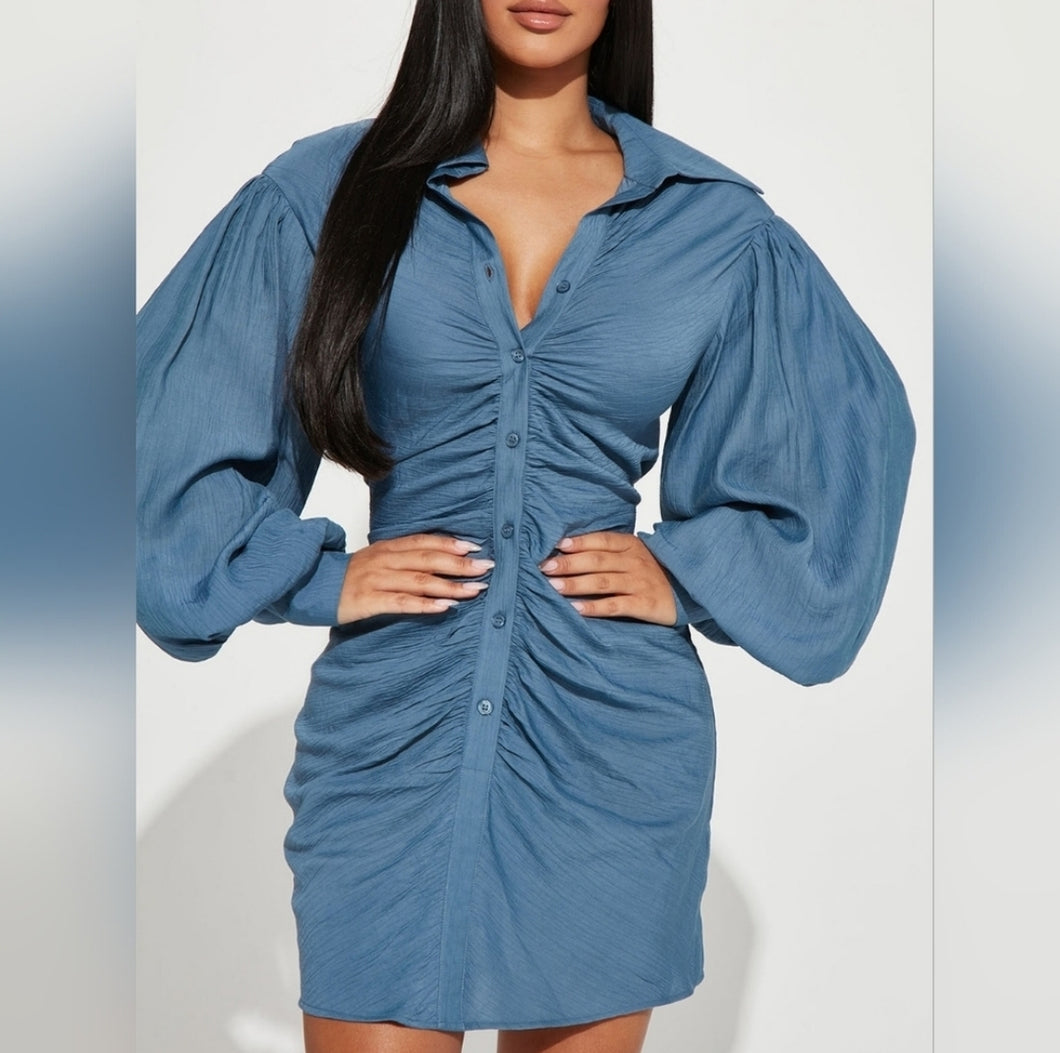 Code:Maddie | Denim Rouched Dress