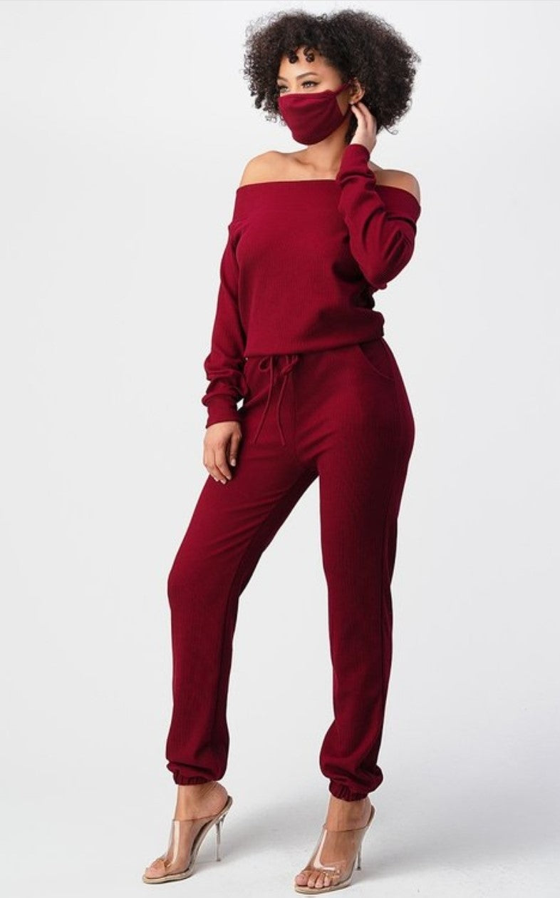 Code: Strawberry I Off The Shoulder Sweatsuit